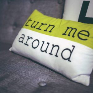 White & green pillow